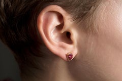 1.65ct 14ct Yellow Gold, Shield Cut Pink Garnet Stud Earring
