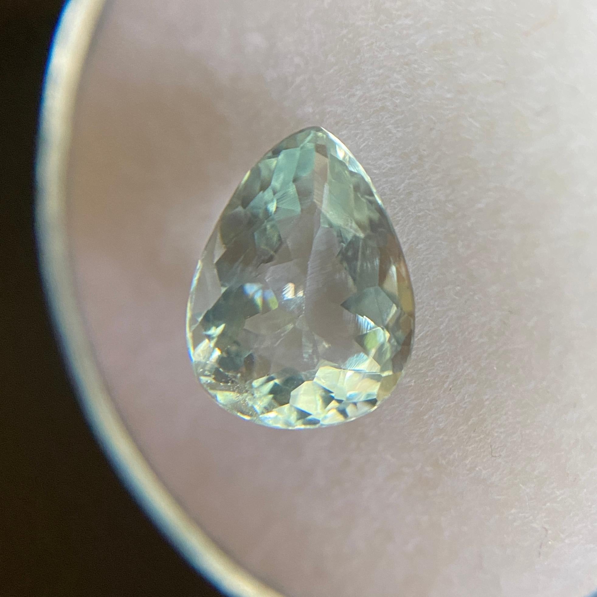 Natural Blue Aquamarine Gemstone.

1.65 Carat with a beautiful blue colour and excellent clarity. A very clean stone with only some small natural inclusions visible when looking closely.

Also has an excellent pear teardrop cut with ideal polish to