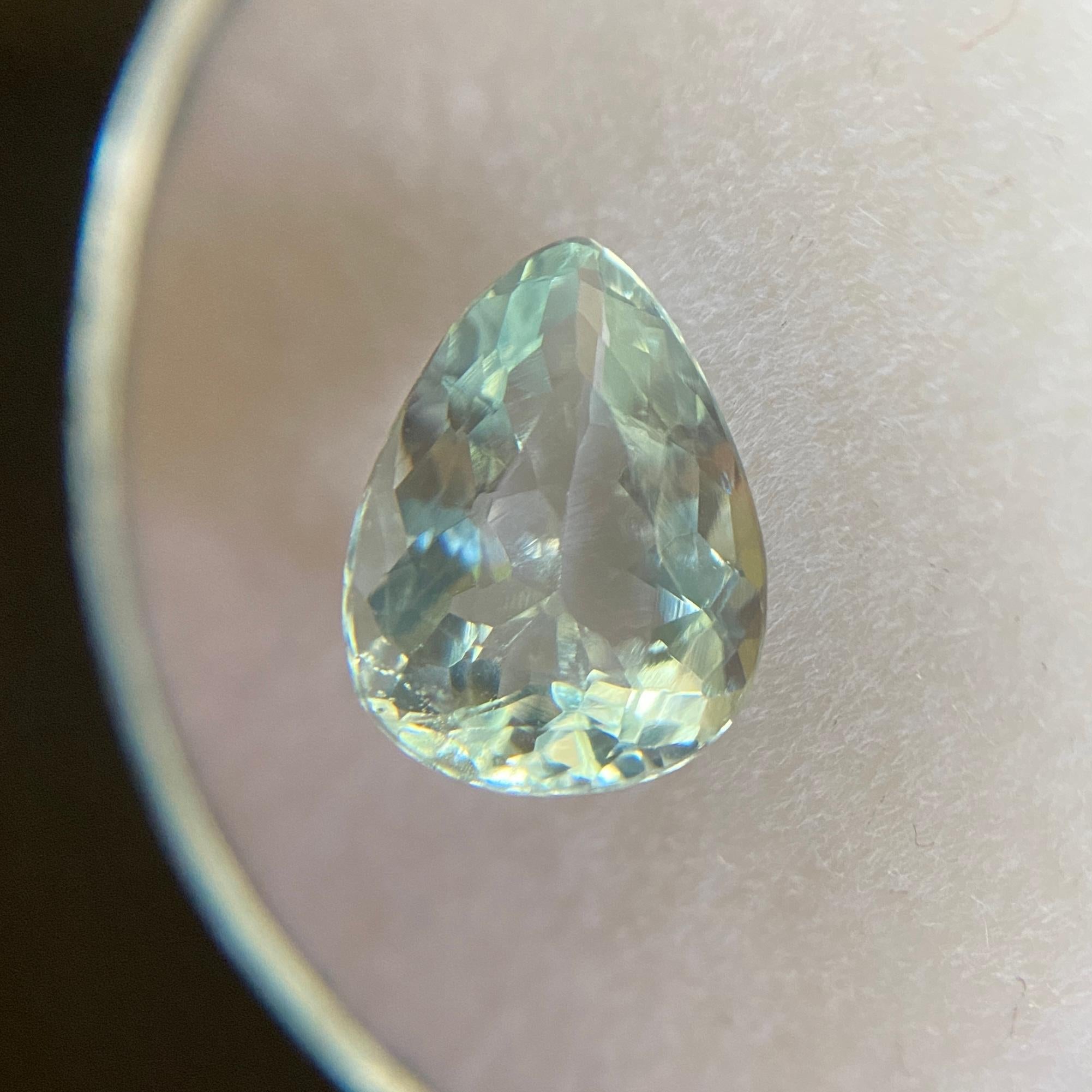 1.65ct Blue Aquamarine Pear Teardrop Cut Loose Gemstone In New Condition In Birmingham, GB