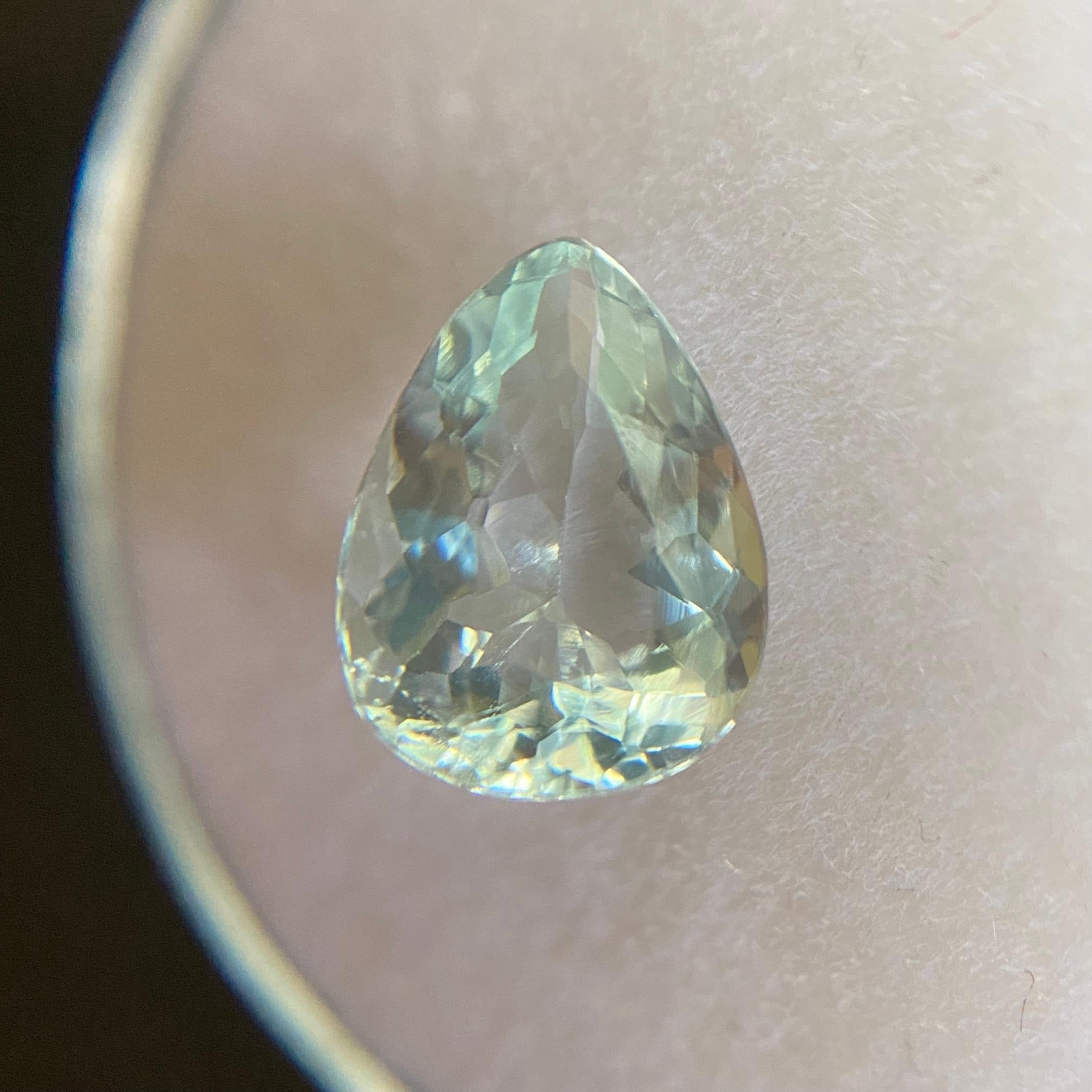 Women's or Men's 1.65ct Blue Aquamarine Pear Teardrop Cut Loose Gemstone