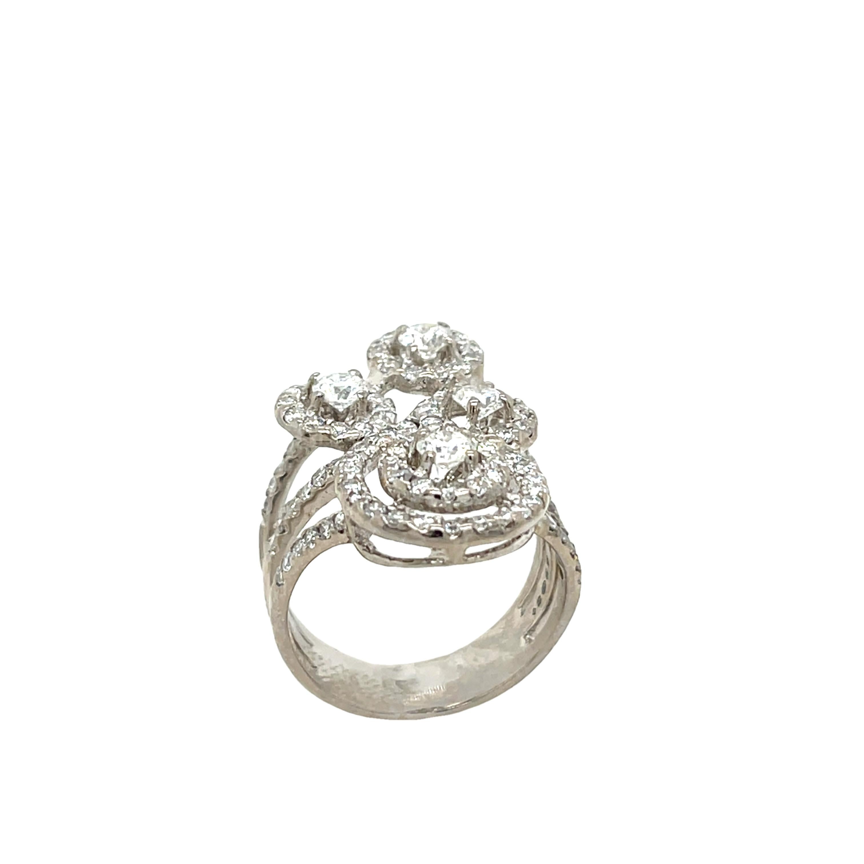 1,65 Karat Diamant-Kleidring aus 18 Karat Weißgold mit Diamantbesatz (Rundschliff) im Angebot