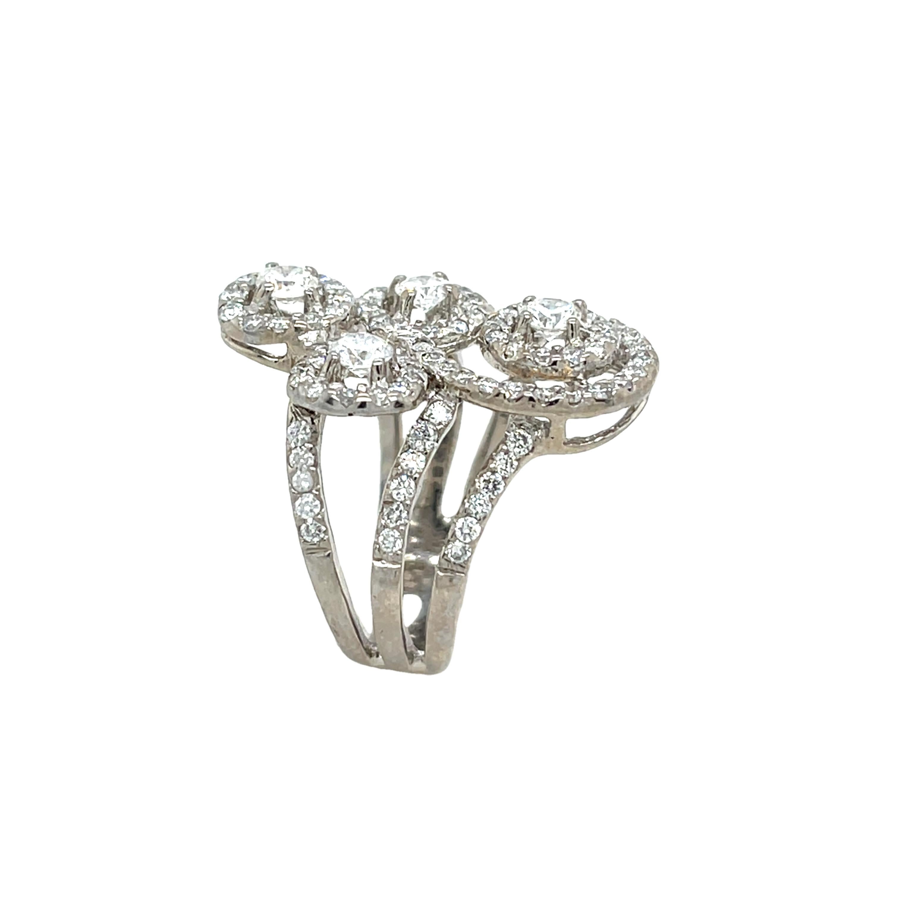 1,65 Karat Diamant-Kleidring aus 18 Karat Weißgold mit Diamantbesatz im Zustand „Hervorragend“ im Angebot in London, GB
