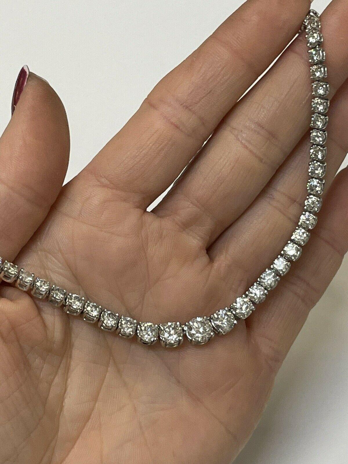 16.5CT Diamond Platinum Tennis Necklace In New Condition For Sale In Addison, TX