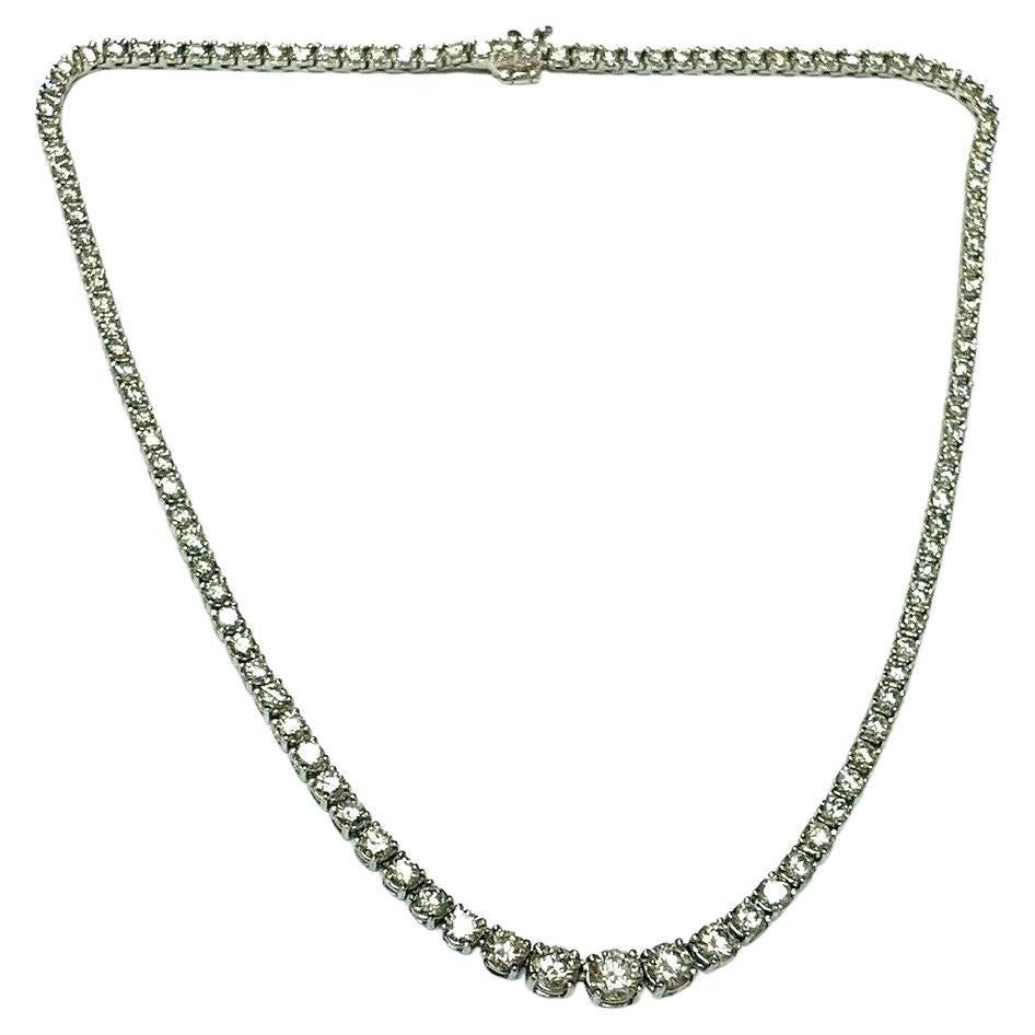 16.5CT Diamond Platinum Tennis Necklace For Sale