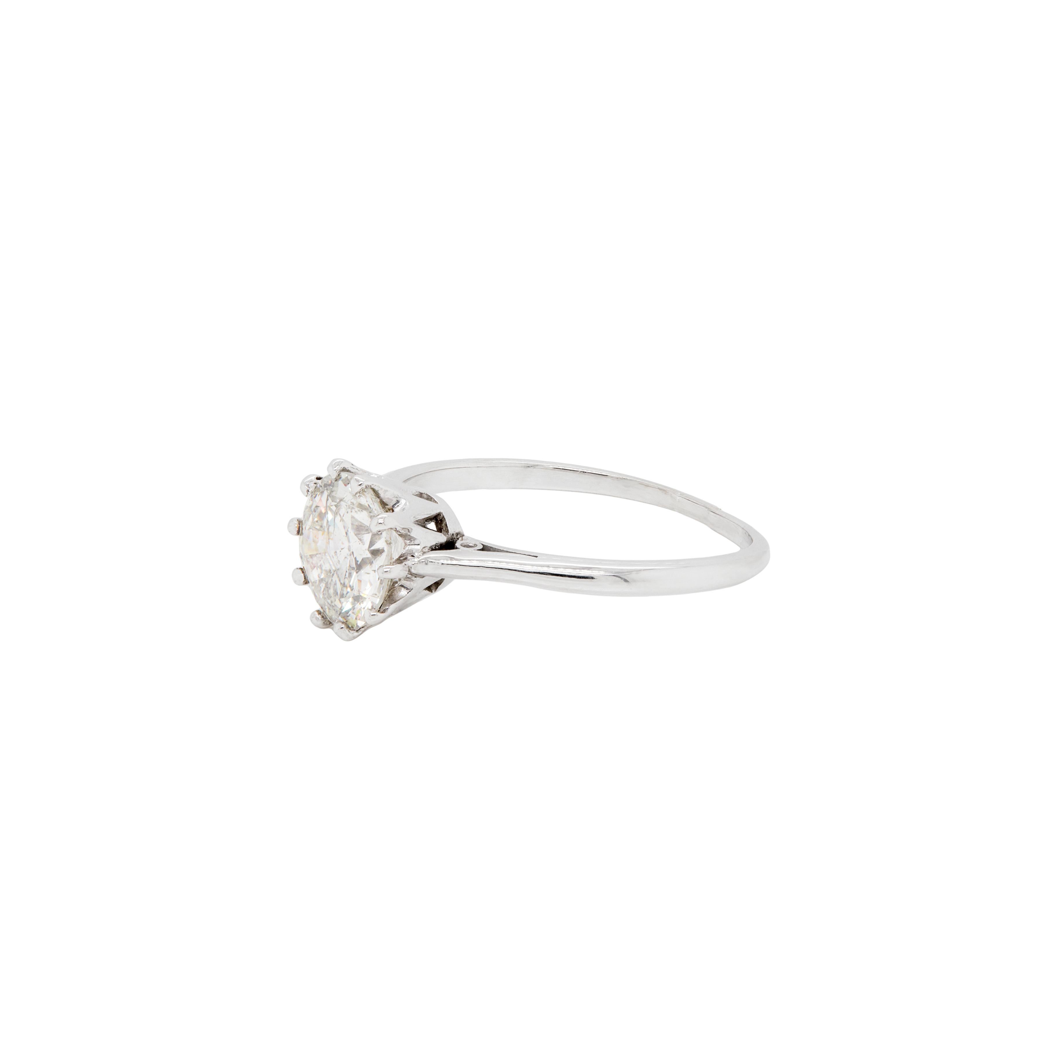 Get ready to fall in love with this fantastic vintage solitaire engagement ring, dating back to circa 1950's.

Taking centerstage is an incredible 1.65ct old European cut diamond, masterfully mounted in a delicate eight claw, open back setting.

The