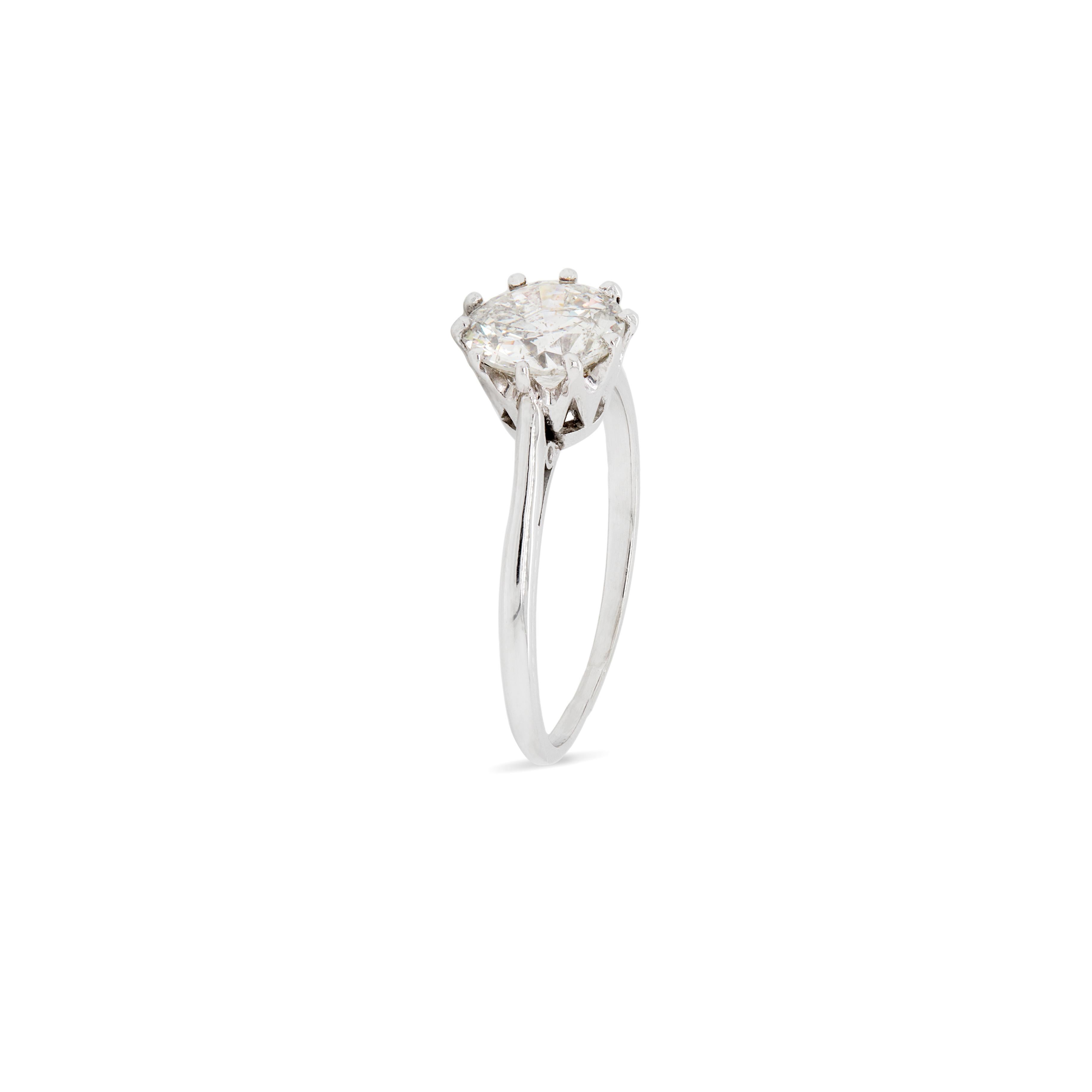 1.65ct Old Cut Diamond Palladium & 18 Carat White Gold Solitaire Engagement Ring In Good Condition For Sale In London, GB