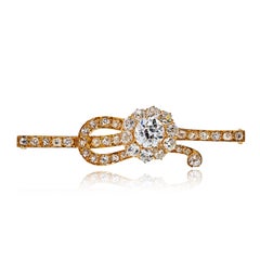 1.65ct Old European Cut G SI1 Old Mine Diamond 18K Yellow Gold Brooch