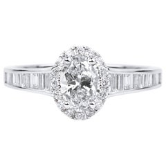 1.65ct Oval Diamond ArtDeco Halo Ring in 18K White Gold – GIA Certified Elegance