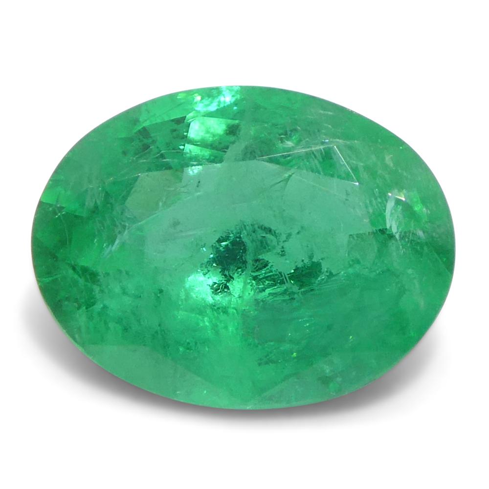 Oval Cut 1.65ct Oval Green Emerald from Zambia For Sale