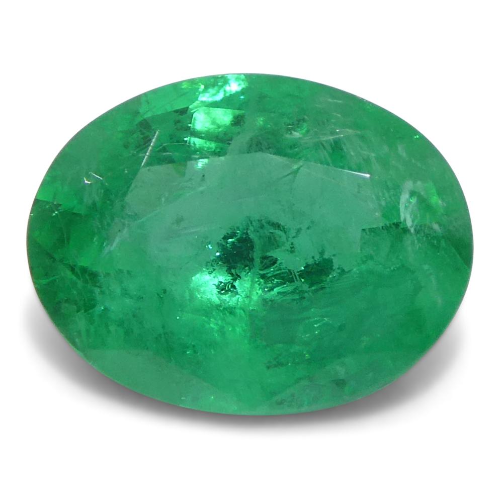 1.65ct Oval Green Emerald from Zambia In New Condition For Sale In Toronto, Ontario