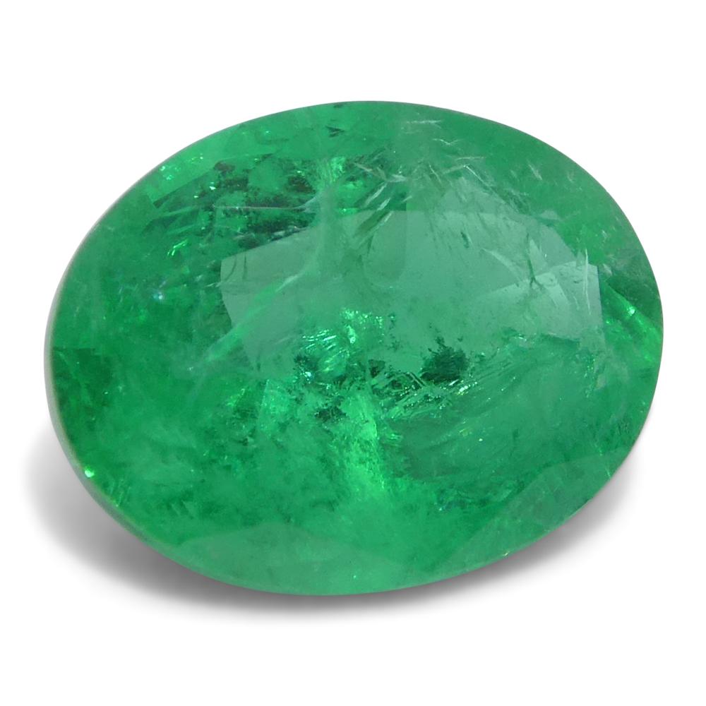 Women's or Men's 1.65ct Oval Green Emerald from Zambia For Sale