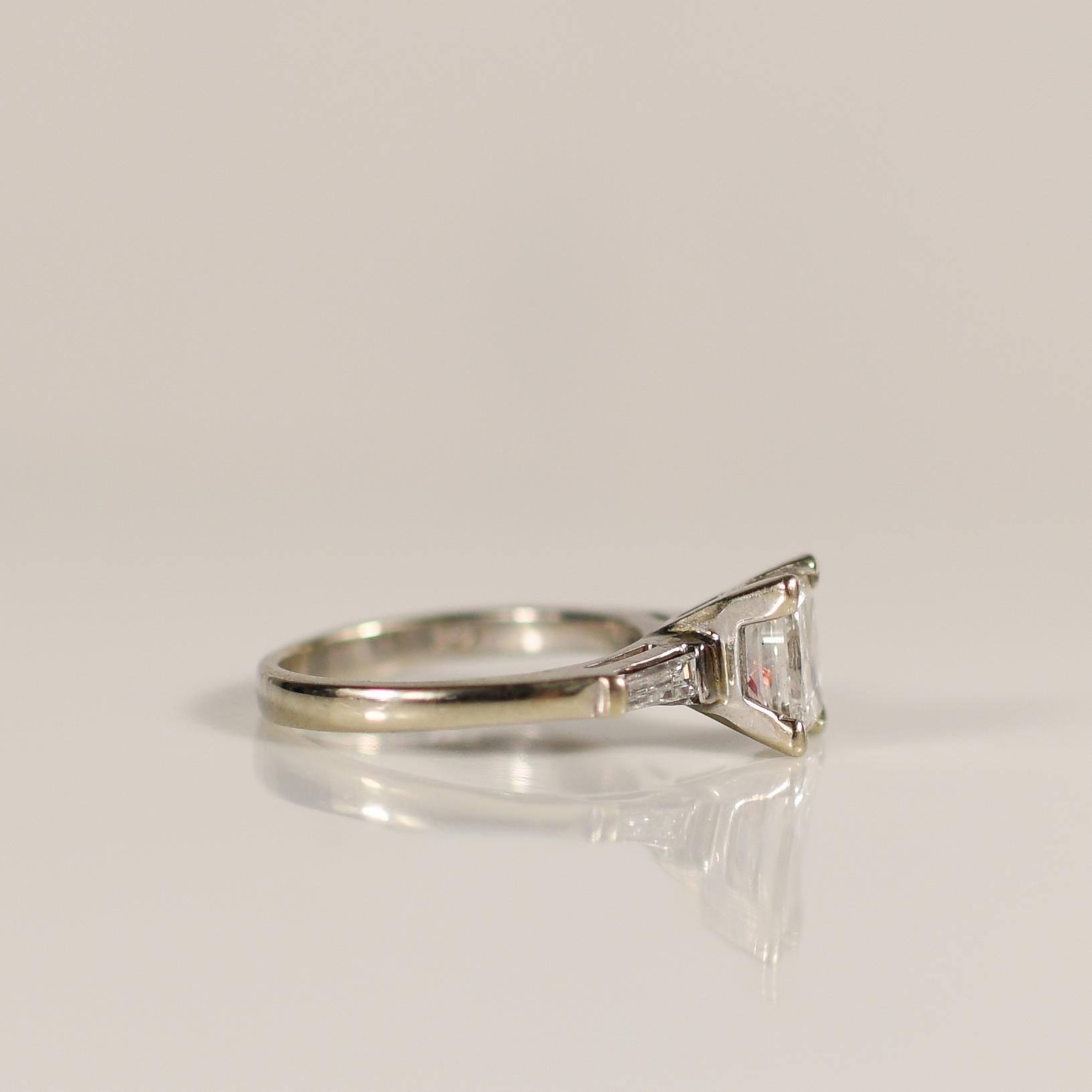 1.65ct Princess Cut Natural Diamond Classic 14k White Gold Engagement Ring In Good Condition In Addison, TX