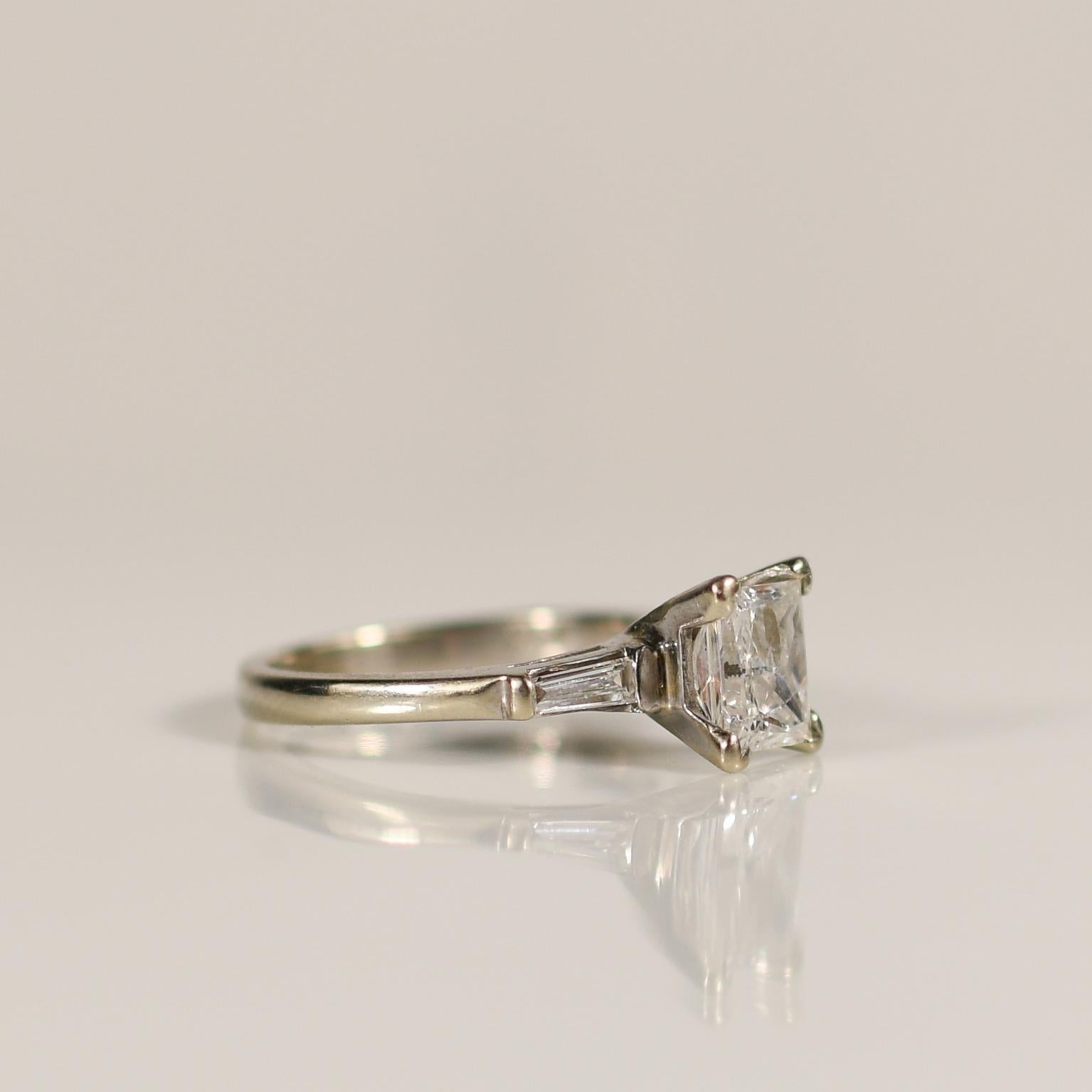 Women's 1.65ct Princess Cut Natural Diamond Classic 14k White Gold Engagement Ring