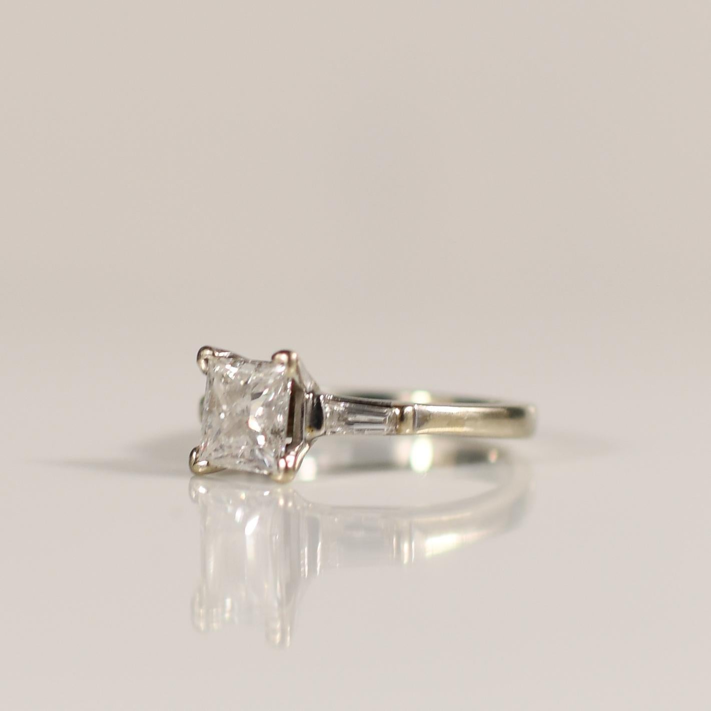 1.65ct Princess Cut Natural Diamond Classic 14k White Gold Engagement Ring 2