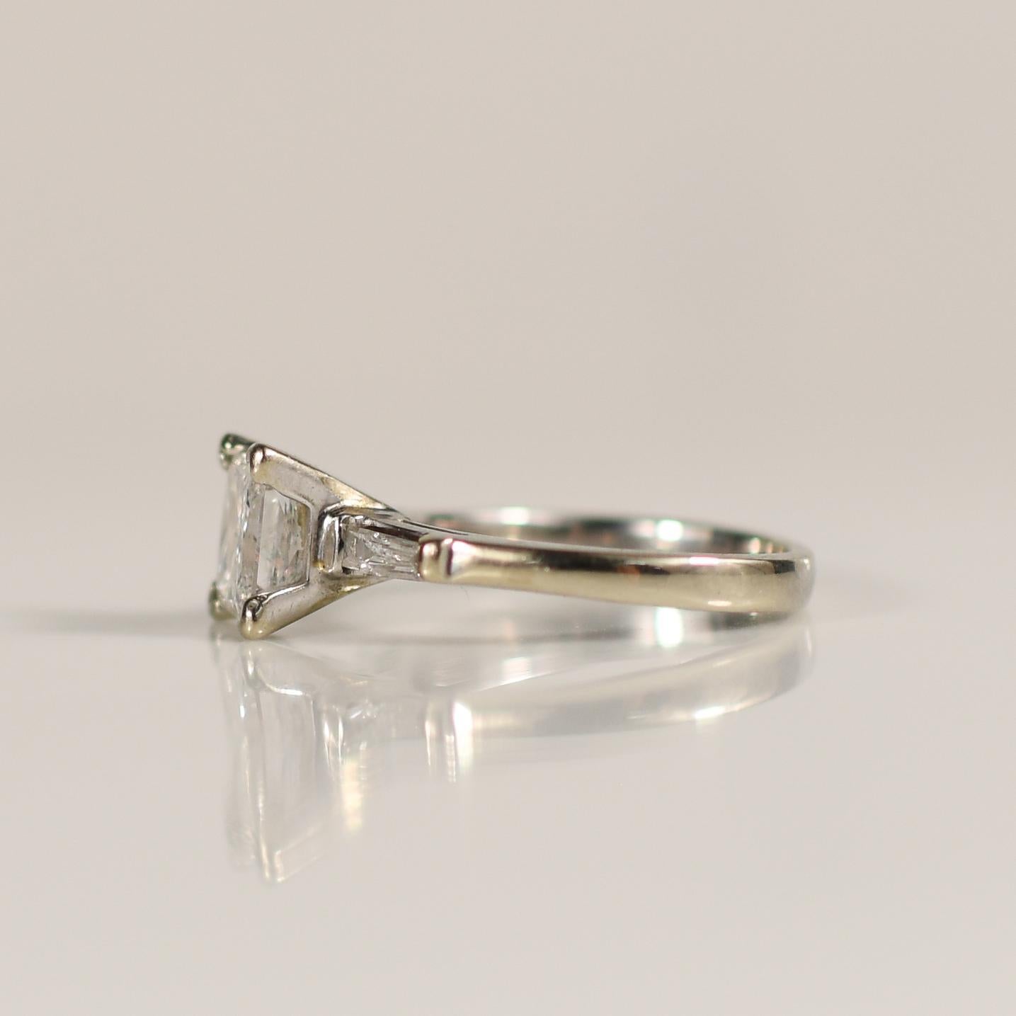 1.65ct Princess Cut Natural Diamond Classic 14k White Gold Engagement Ring 3