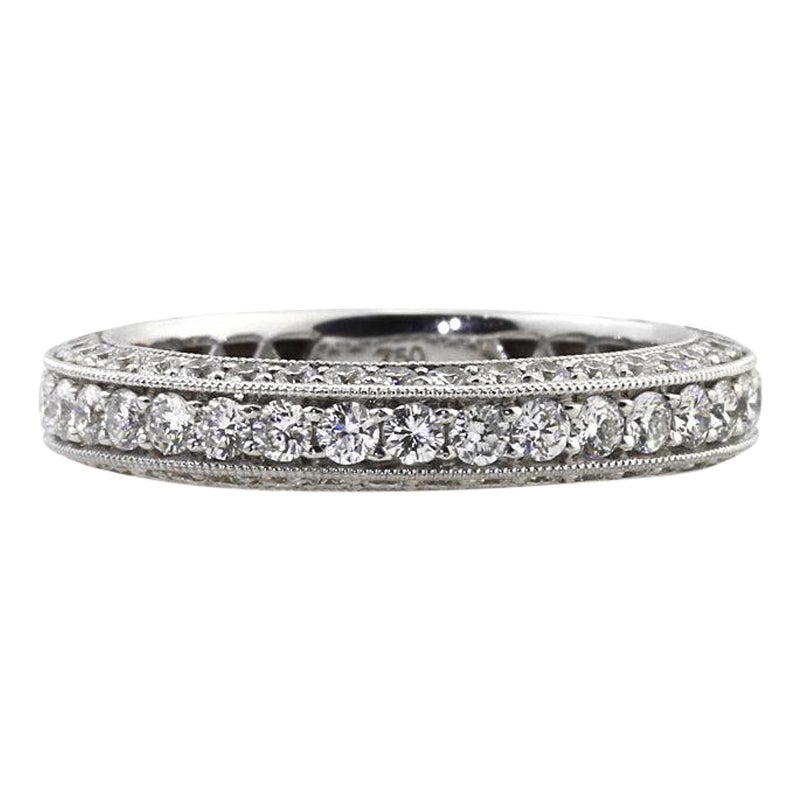 1.65ct Round Brilliant Cut Diamond Pavé Wedding Band in 18k White Gold