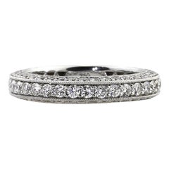 1.65ct Round Brilliant Cut Diamond Pavé Wedding Band in 18k White Gold