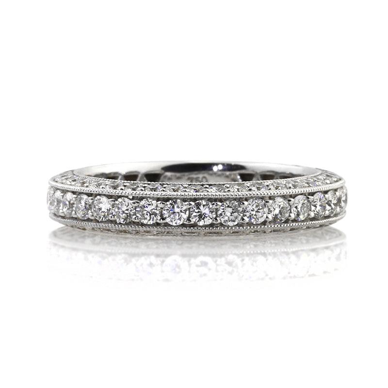 1.65ct Round Brilliant Cut Diamond Pavé Wedding Band in Platinum For Sale