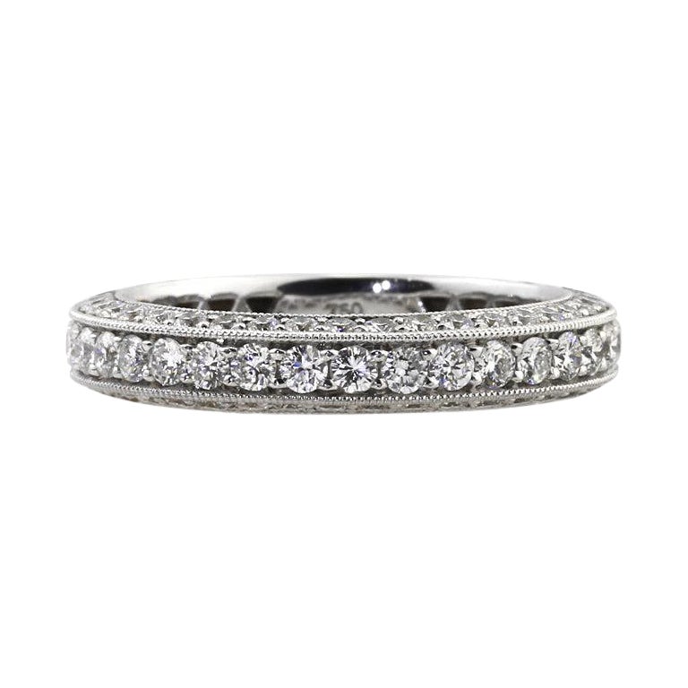 1.65ct Round Brilliant Cut Diamond Pavé Wedding Band in Platinum