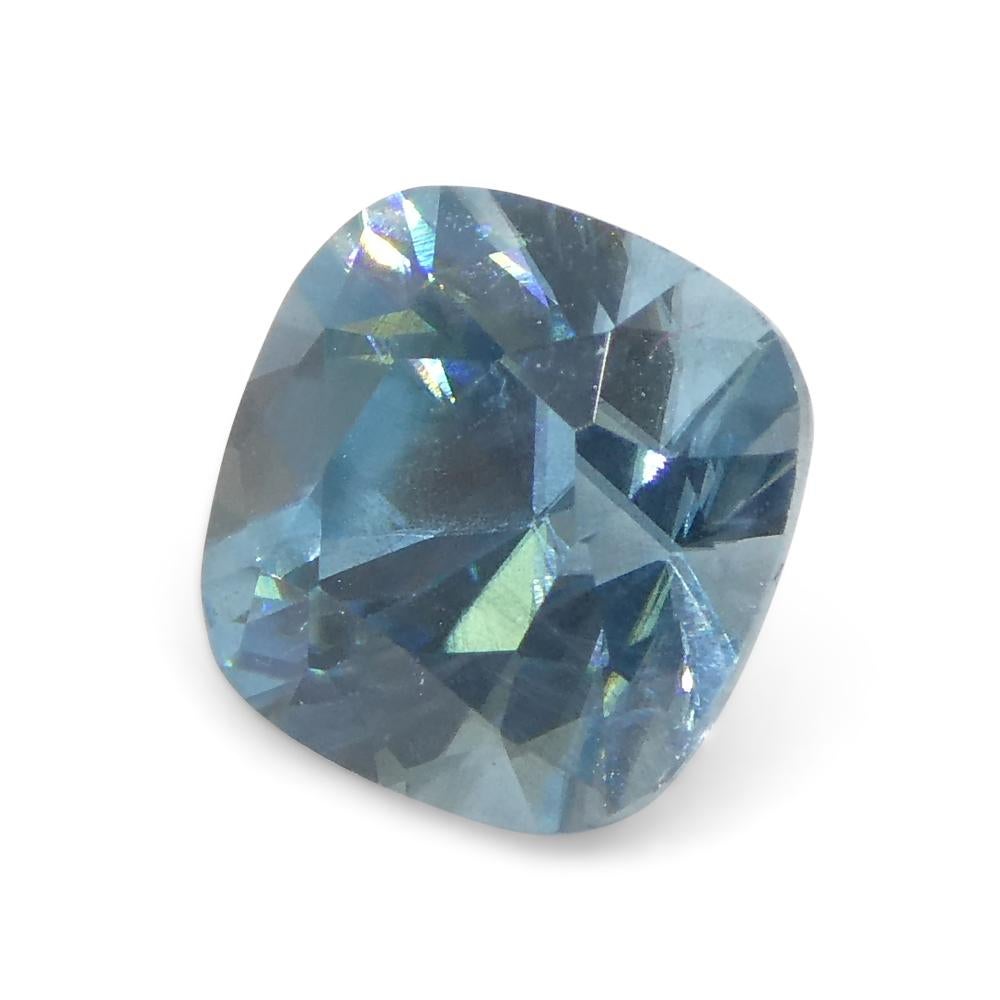 1.65ct Square Cushion Diamond Cut Blue Zircon from Cambodia In New Condition For Sale In Toronto, Ontario