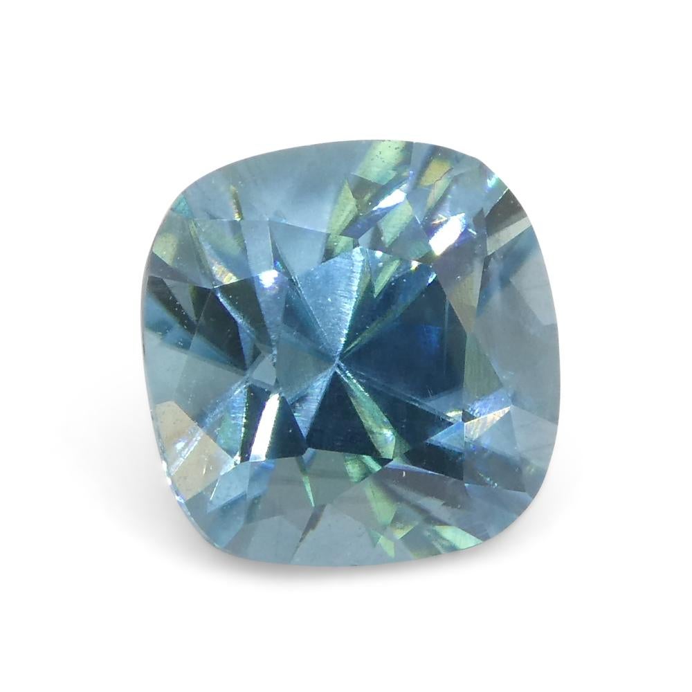 1.65ct Square Cushion Diamond Cut Blue Zircon from Cambodia For Sale 2
