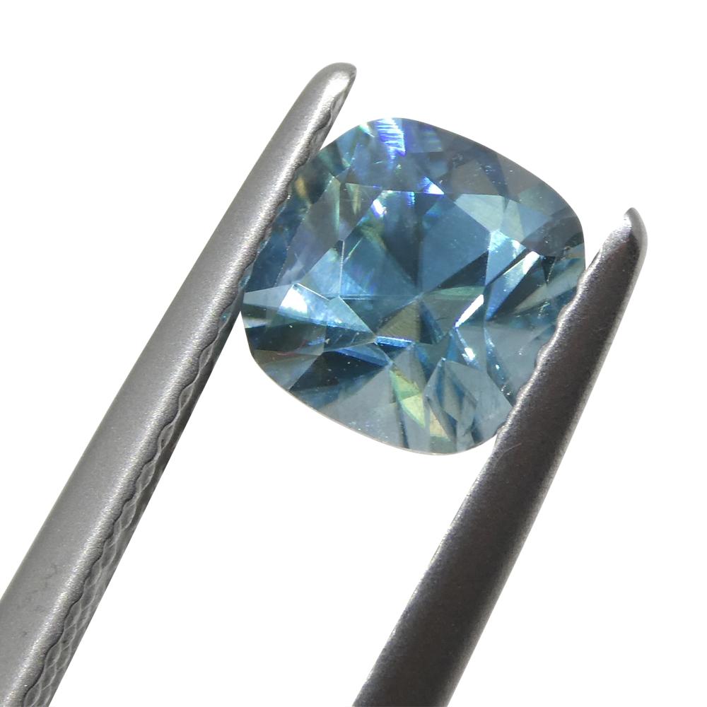 1.65ct Square Cushion Diamond Cut Blue Zircon from Cambodia For Sale 3