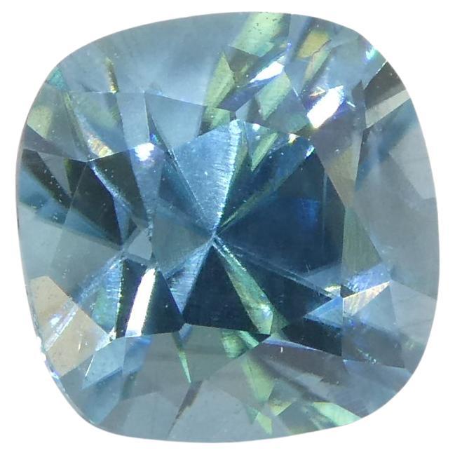 1.65ct Square Cushion Diamond Cut Blue Zircon from Cambodia For Sale