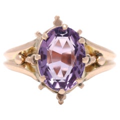 1,65 Karat Vintage Amethyst Kronenring, 14K Gelbgold, Ring, natürlich