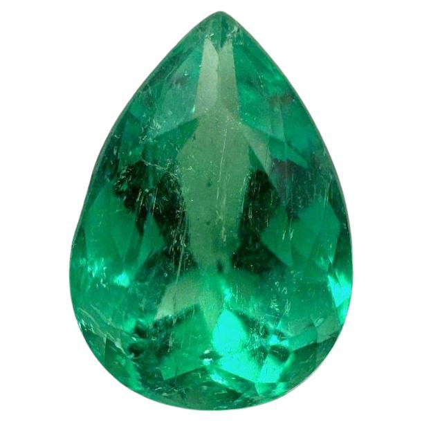 1,65ct Smeraldo colombiano verde-blu vivo - Gemma di nascita di maggio con taglio a pera