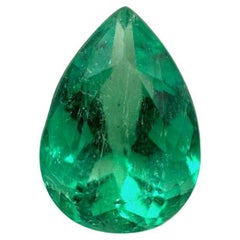1.65ct Vivid Blue-Green Colombian Emerald - Pear Cut May Birthstone Gemstone