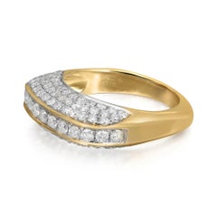 1.65cttw Pave Set Round Cut Diamond Ladies Square Ring 14k Yellow Gold