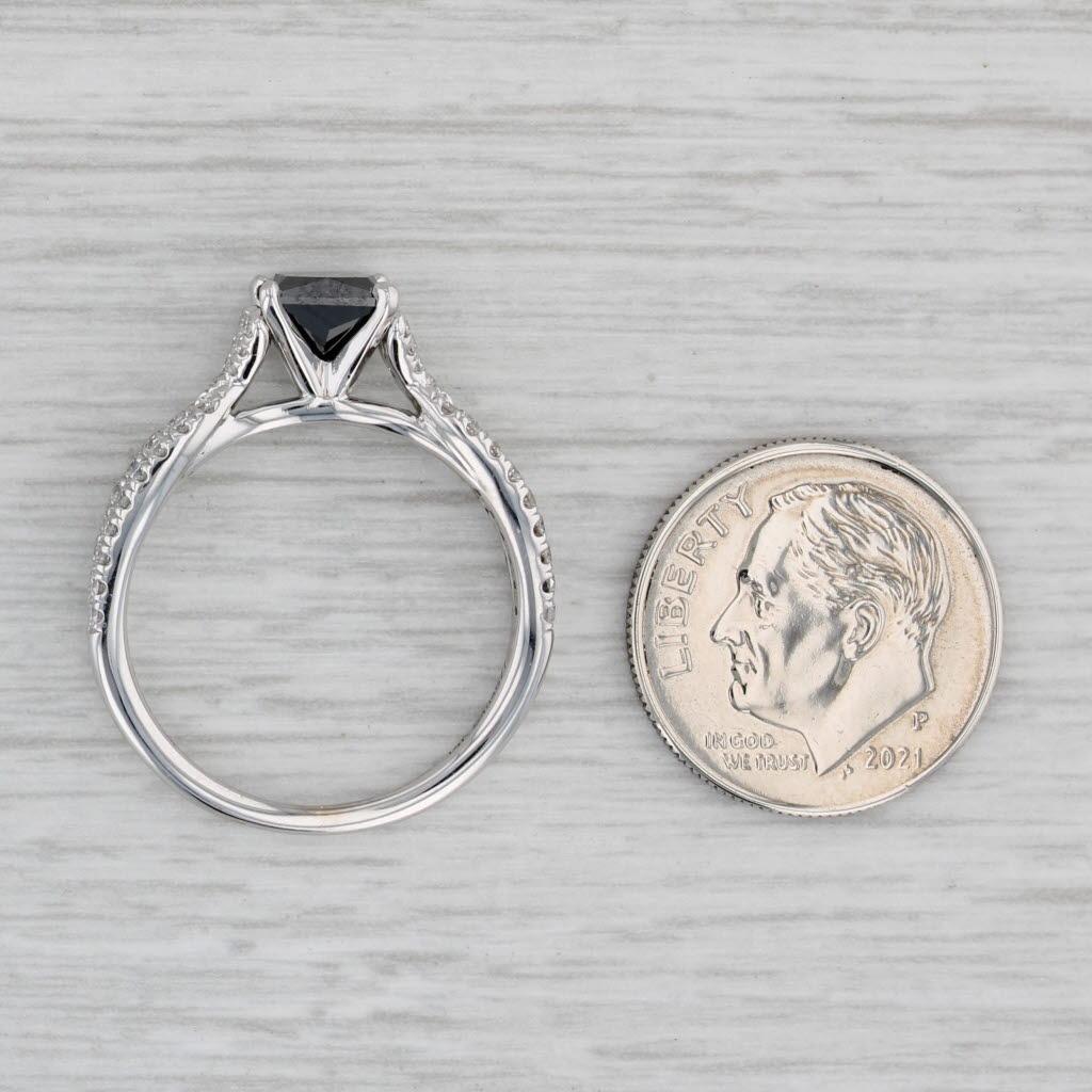 1.65ctw Black White Princess Diamond Ring 14k White Gold Sz 8 Engagement Gabriel For Sale 5