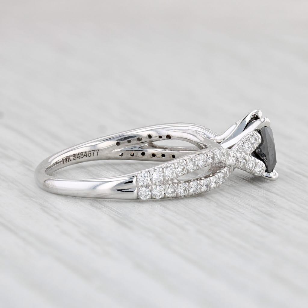 1.65ctw Black White Princess Diamond Ring 14k White Gold Sz 8 Engagement Gabriel In Good Condition For Sale In McLeansville, NC