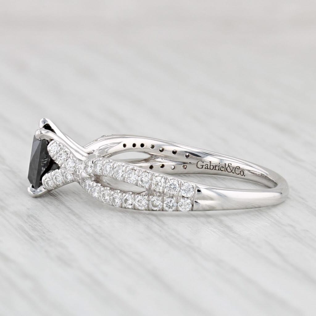 1.65ctw Black White Princess Diamond Ring 14k White Gold Sz 8 Engagement Gabriel For Sale 1