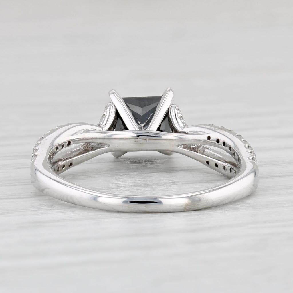 1.65ctw Black White Princess Diamond Ring 14k White Gold Sz 8 Engagement Gabriel For Sale 2