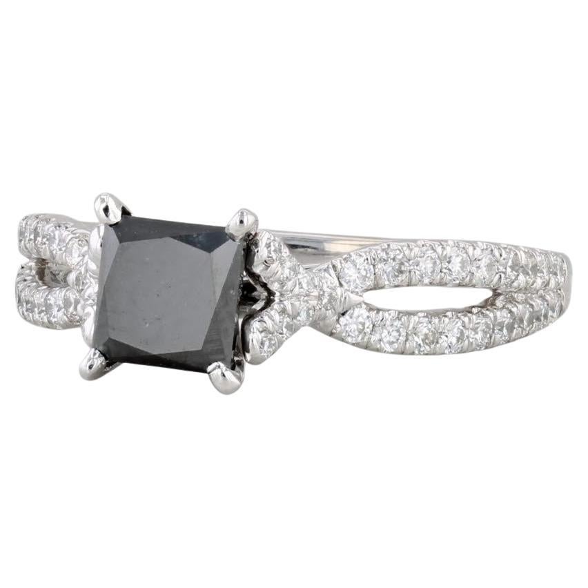 1.65ctw Black White Princess Diamond Ring 14k White Gold Sz 8 Engagement Gabriel