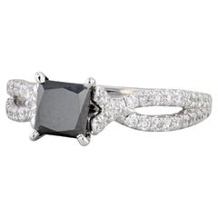 1,65 Karat Schwarz-Weißer Prinzessin-Diamantring 14k Weißgold Gr. 8 Verlobungsring Gabriel