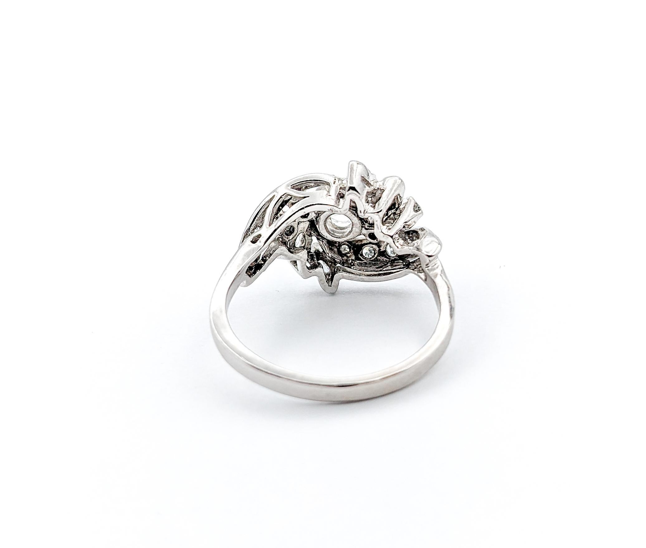 Mid Century 1.65ctw Diamond Fashion Ring In White Gold 7