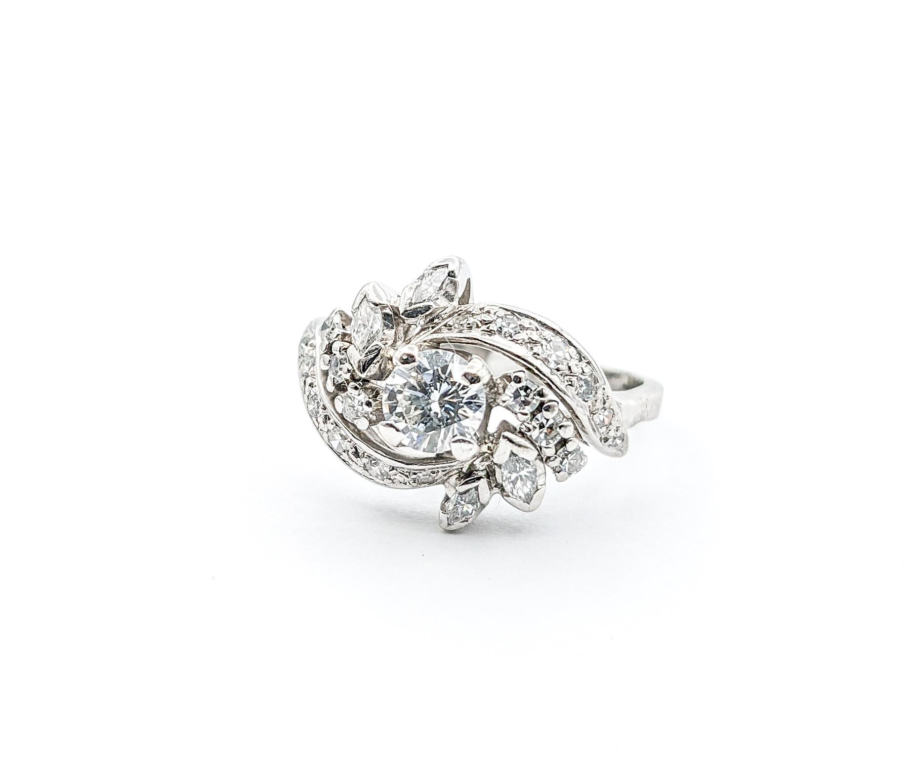 Mid Century 1.65ctw Diamond Fashion Ring In White Gold 2