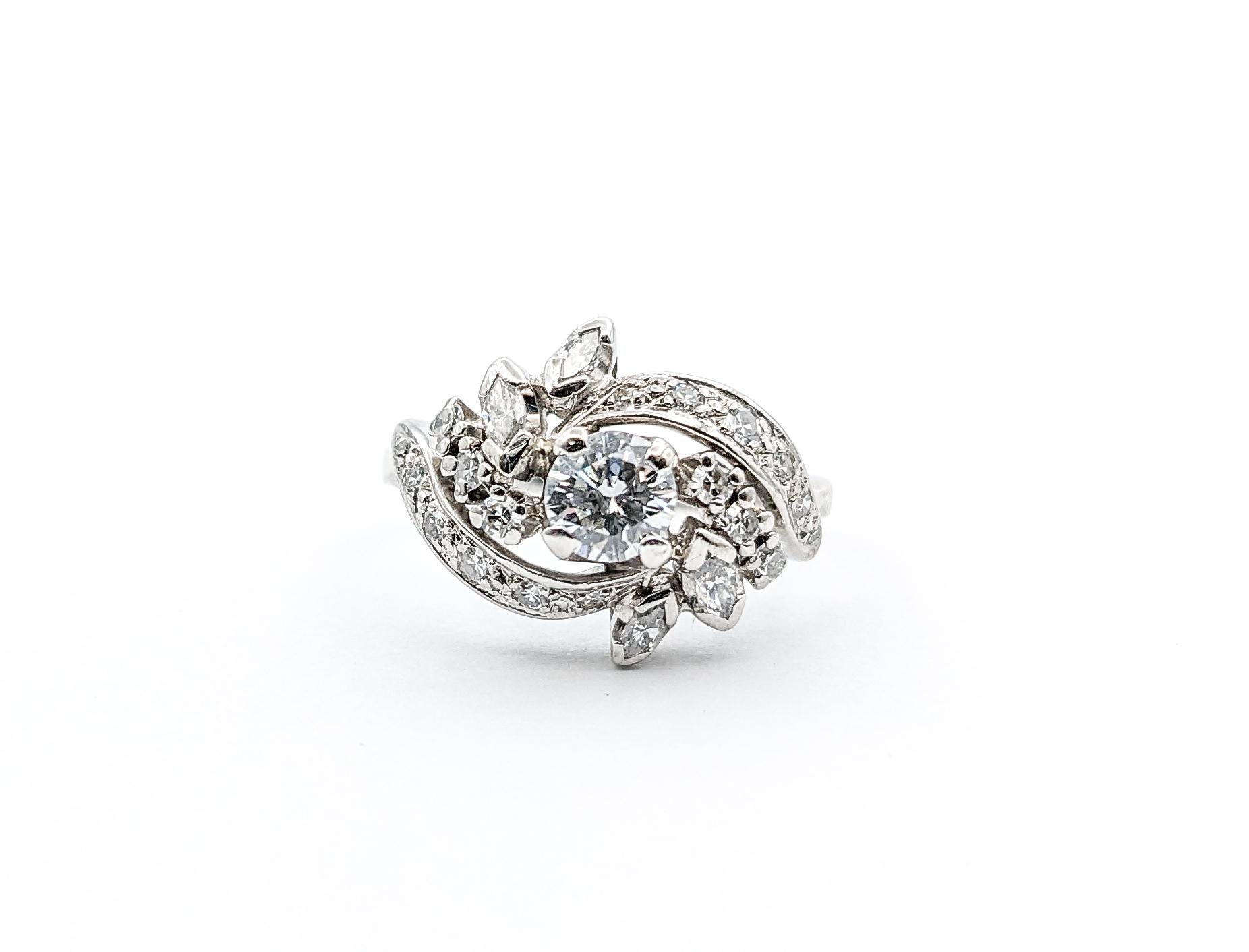 Mid Century 1.65ctw Diamond Fashion Ring In White Gold 3