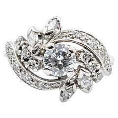 Retro Mid Century 1.65ctw Diamond Fashion Ring In White Gold