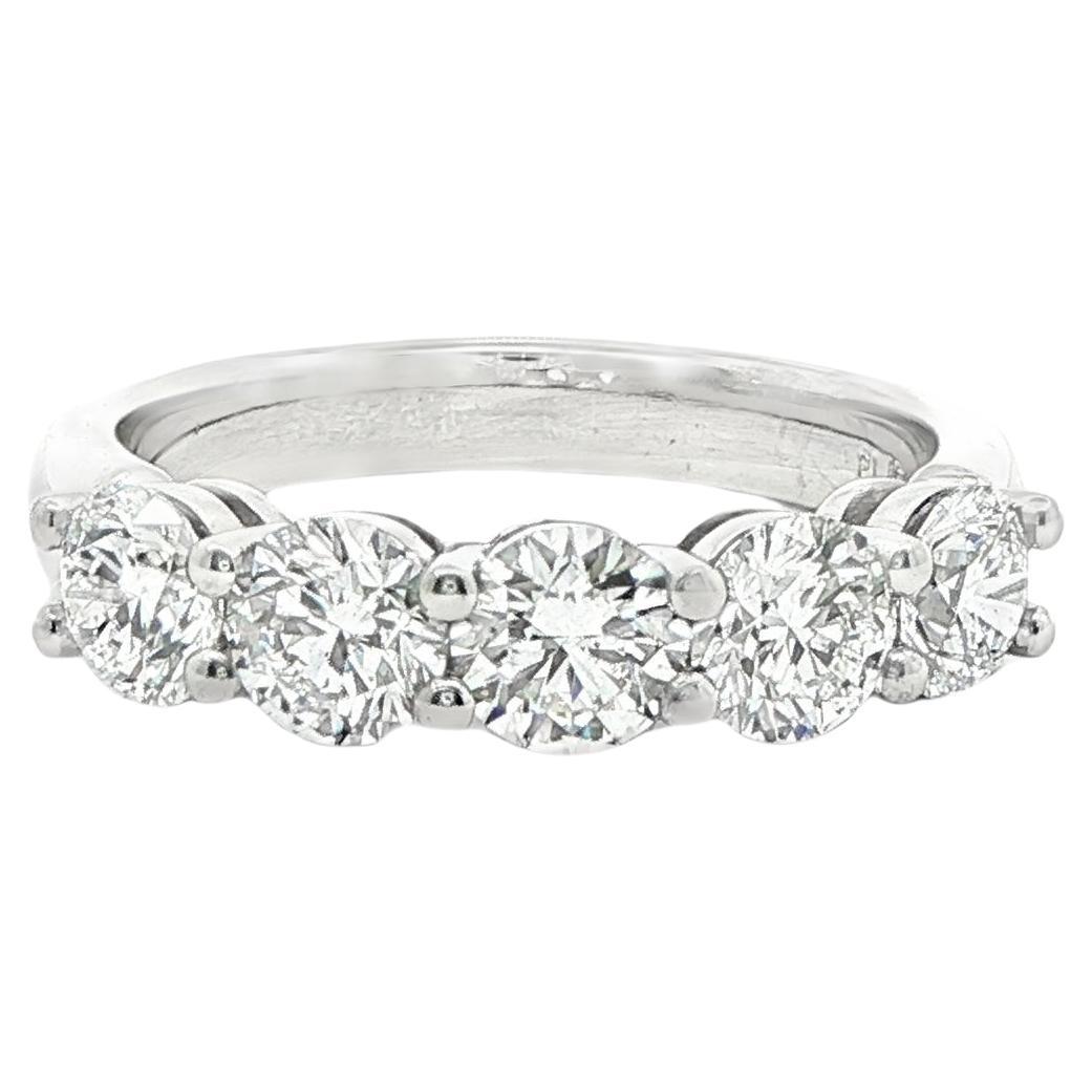 1.65CTW Five GIA Certified Round Brilliant Diamond Band in Platinum