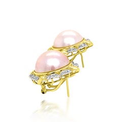 Mabe Pearl 14 Karat Yellow Gold Earrings
