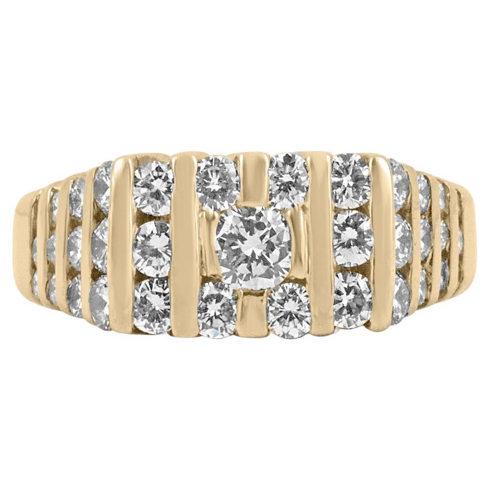 1.65tcw 18K VVS Natural Diamond Cluster Egyptian Styled Men's Yellow Gold Ring For Sale