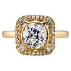 1.66 Carat Cushion Cut Diamond Set in a Handcrafted 18 Karat Yellow Gold Ring