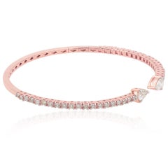 1.66 Carat Diamond 14 Karat Gold Open Bangle Bracelet Cuff