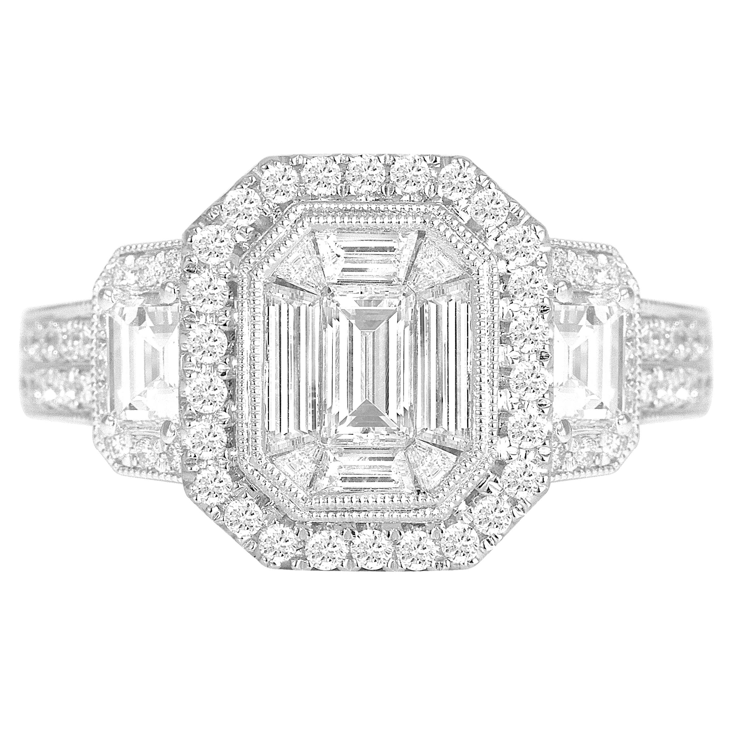 DiamondTown 1.66 Carat Diamond Engagement Bridal Cluster Ring
