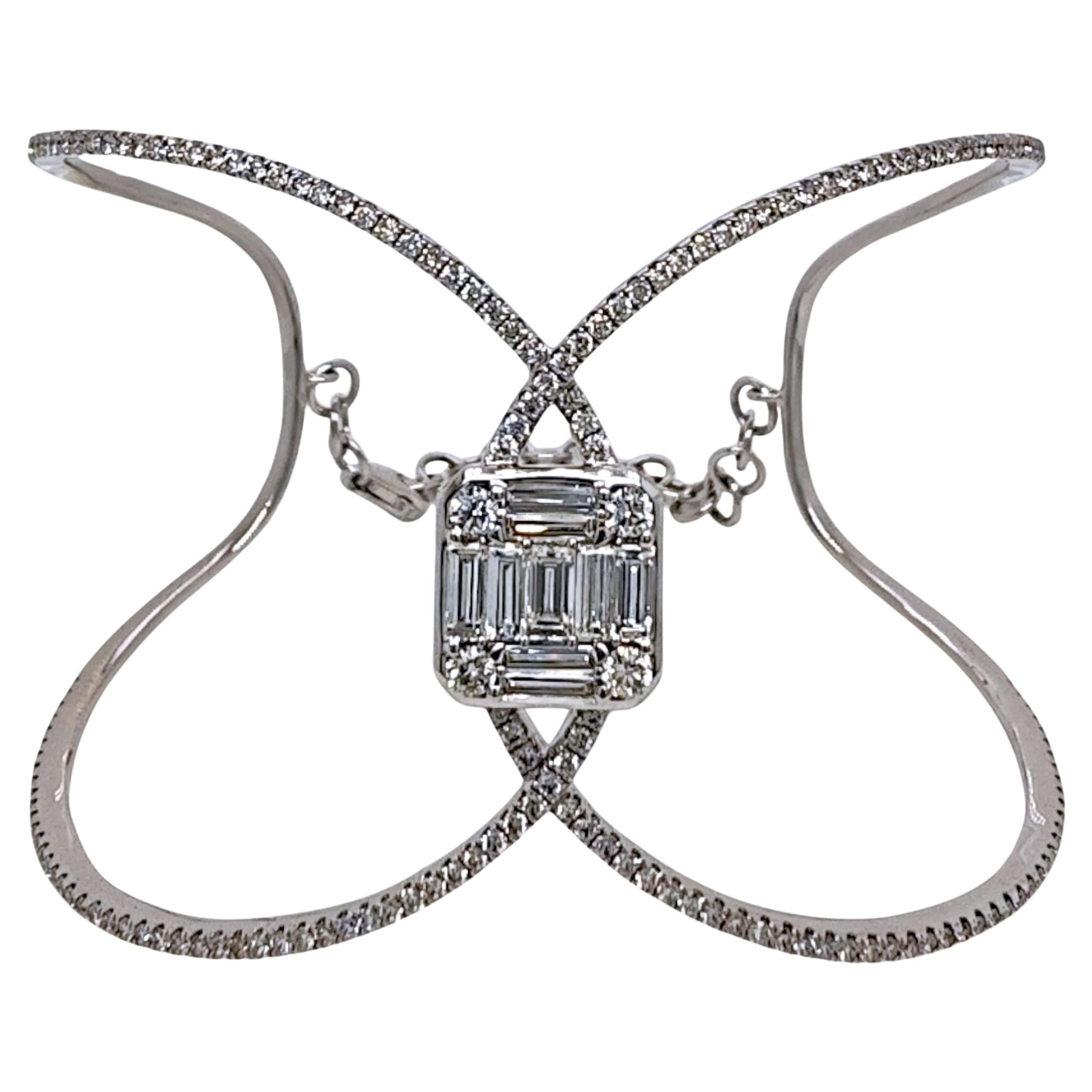 1.66 Carat Diamond White Gold Bracelet For Sale