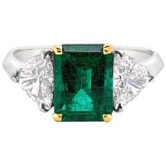 1.66 Carat Emerald and Diamond Ring in Platinum and 18 Karat Gold