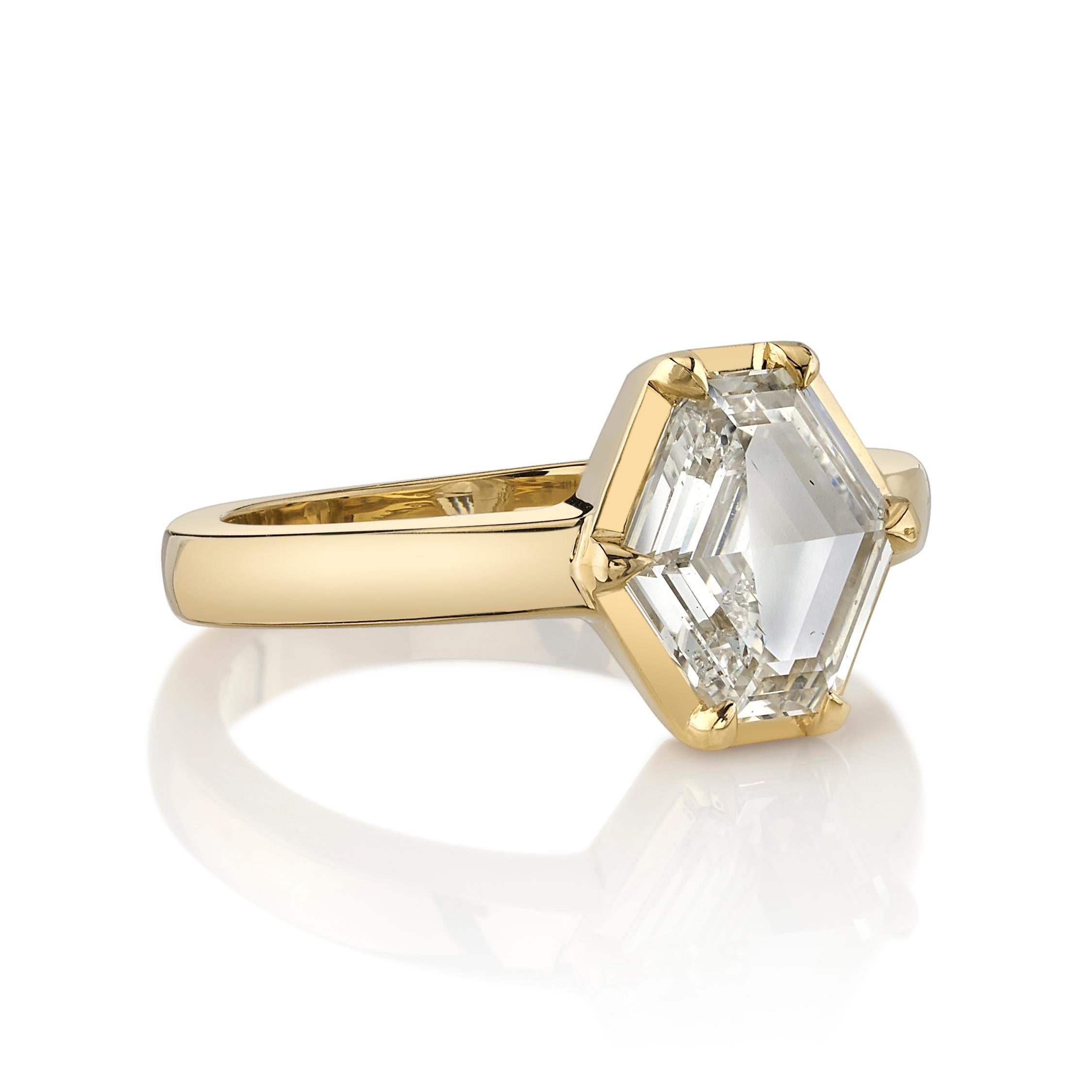 1.66ctw O-P/SI2 GIA certified Hexagonal cut diamond set in a handcrafted 18K yellow gold mounting.

Our jewelry is made locally in Los Angeles and most pieces are made to order. For these made-to-order items, please allow 8-10 weeks for delivery.